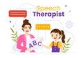 Speech Therapist Vector Illustration with Child Training Basic Language Skills and Articulation Problem in Flat Cartoon Hand Drawn Royalty Free Stock Photo