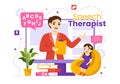 Speech Therapist Vector Illustration with Child Training Basic Language Skills and Articulation Problem in Flat Cartoon Hand Drawn Royalty Free Stock Photo