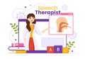 Speech Therapist Vector Illustration with People Training Basic Language Skills and Articulation Problem in Flat Cartoon Royalty Free Stock Photo