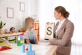 Speech therapist working with little boy Royalty Free Stock Photo