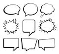 Speech or thought bubbles. Retro empty speech bubbles set 9 in 1. Vector icon Royalty Free Stock Photo