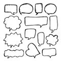 Speech or thought bubbles set. Cartoon doodle vector illustration Royalty Free Stock Photo