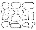 Speech or thought bubbles set. Cartoon doodle vector illustration Royalty Free Stock Photo