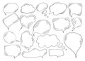 Speech or thought bubbles set. Cartoon doodle vector illustration Royalty Free Stock Photo