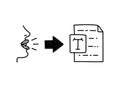 Speech to Text, hand drawn of a someone talking being translated or transcribed into a written text on a paper