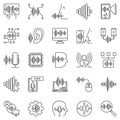 Speech and Voice Recognition outline vector icons set