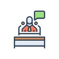 Color illustration icon for Speeches, rostrum and orator