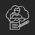 Speechwriting chalk white icon on black background Royalty Free Stock Photo