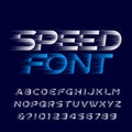 Speed alphabet font. Fast speed effect type letters and numbers.