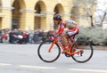 Speed biker in race competition of giro d`italia Royalty Free Stock Photo