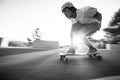 Speed blur fast longboard downhill skater Royalty Free Stock Photo