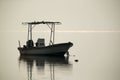 A Speed boat anchored at sea shore of Asker, Bahrain Royalty Free Stock Photo