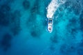 Speed boat on the azure sea Royalty Free Stock Photo