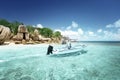 Speed boat on the beach of Coco Island Royalty Free Stock Photo