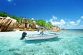 Speed boat on the beach of Coco Island Royalty Free Stock Photo