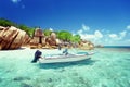 Speed boat on the beach of Coco Island Royalty Free Stock Photo