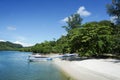 Speed boat at the beach ready for passenger entrance