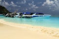 Speed boat in the beach Royalty Free Stock Photo