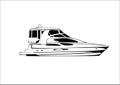 Speed Boat Black And White Vector Illustration