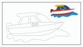 Speed Boat Coloring Page Illustration