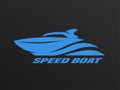 Speed boat logo on a dark background. Royalty Free Stock Photo