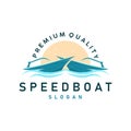 Speed boat logo vector sea ship sailboat design for ship company templet illustration Royalty Free Stock Photo