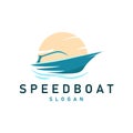 Speed boat logo vector sea ship sailboat design for ship company templet illustration Royalty Free Stock Photo