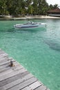 Speed Boat Moored in the Maldives. Royalty Free Stock Photo