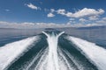 High-speed boat on the lake Royalty Free Stock Photo