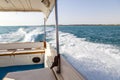 Speed Boat`s Engines with Full Speed Drive in  Al Sinaiyah, yambu, Saudi Arabia Royalty Free Stock Photo