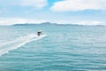 A speed boat sailed in the sea in the Gulf of Thailand heading for Koh Larn island Royalty Free Stock Photo