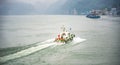 Speed boat sailing across Yangtze river