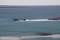 Speed boat on the sea waves. Royalty Free Stock Photo