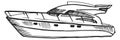 Speed boat sketch. Fast motor ship icon