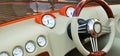 Speed boat steering wheel and instrument panels, speedboat control panel Royalty Free Stock Photo