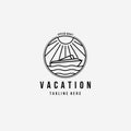 Speed Boat Vacation Logo Vector Illustration Design Line Art Emblem Royalty Free Stock Photo