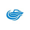 Speed Boat Wave Sea Creative Logo Design