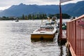 Speed boats in the lake of kawaguchiko