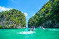 Speed boats in the sea near Hong island Royalty Free Stock Photo