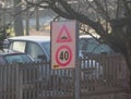 speed bump hump sign Royalty Free Stock Photo