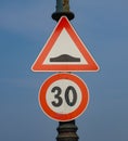 speed bump hump sign Royalty Free Stock Photo