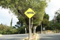 Speed bump road sign on city street Royalty Free Stock Photo