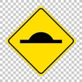 Speed bump traffic sign isolated on transparent background Royalty Free Stock Photo