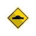 Speed bump warning sign. Road bump icon