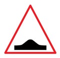 Speed bump warning sign. Road bump icon on white background. flat style