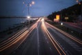 Speed Traffic - light trails on motorway highway at night, long exposure abstract urban background Royalty Free Stock Photo