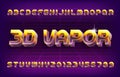 3D Vapor alphabet font. Retro letters and numbers in 80s style.