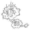 Speed cloud motion effect. Cartoon comic line clouds, moving smoke puff, funny fart, air jump blow wind dust, boom