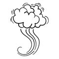 Speed cloud motion effect. Cartoon comic line clouds, moving smoke puff, funny fart, air jump blow wind dust, boom