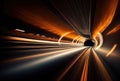 Speed Concept. High Speed Motion Blur. Fast Moving Stripe Lines with Glowing Light Flare. City\'s Tunnel.